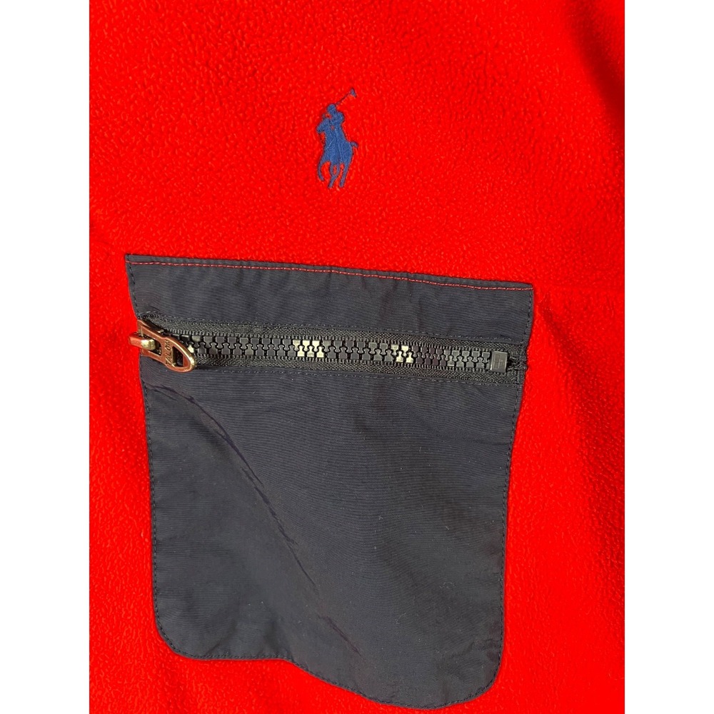 Polo Ralph Lauren Fleece Pullover Mens XL Red 1/4 Snap Mock Neck Jacket - Picture 3 of 7